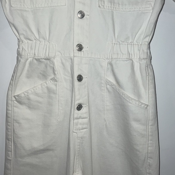 FREE People Marci button through denim jumpsuit in white size XS - Picture 8 of 17